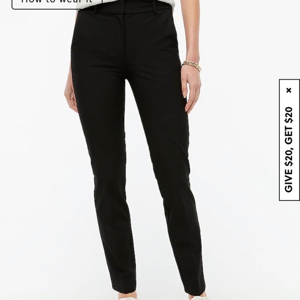 J. Crew Ruby Full Length Pant Black Size 8 High Rise Stretch‎ Slim Fit Career